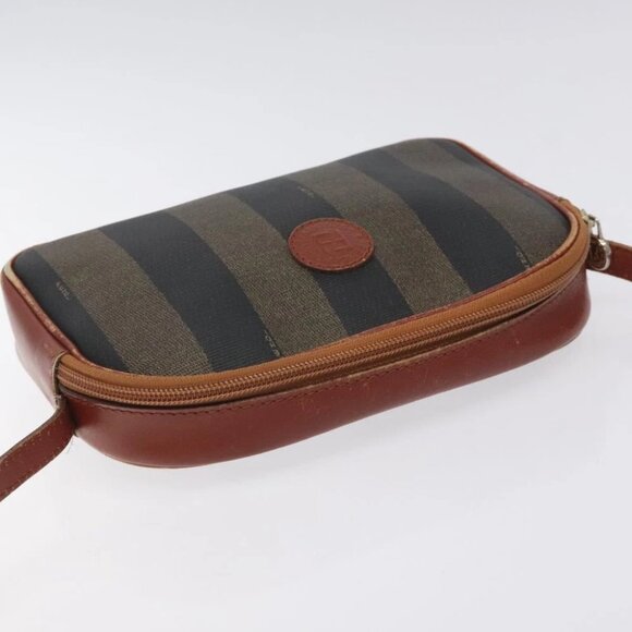 FENDI Pecan Canvas Shoulder Bag Brown Black Auth - Picture 10 of 16